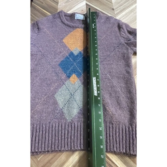 Men's Crewneck Sweater in Brown with Argyle Pattern - Picture 5 of 6